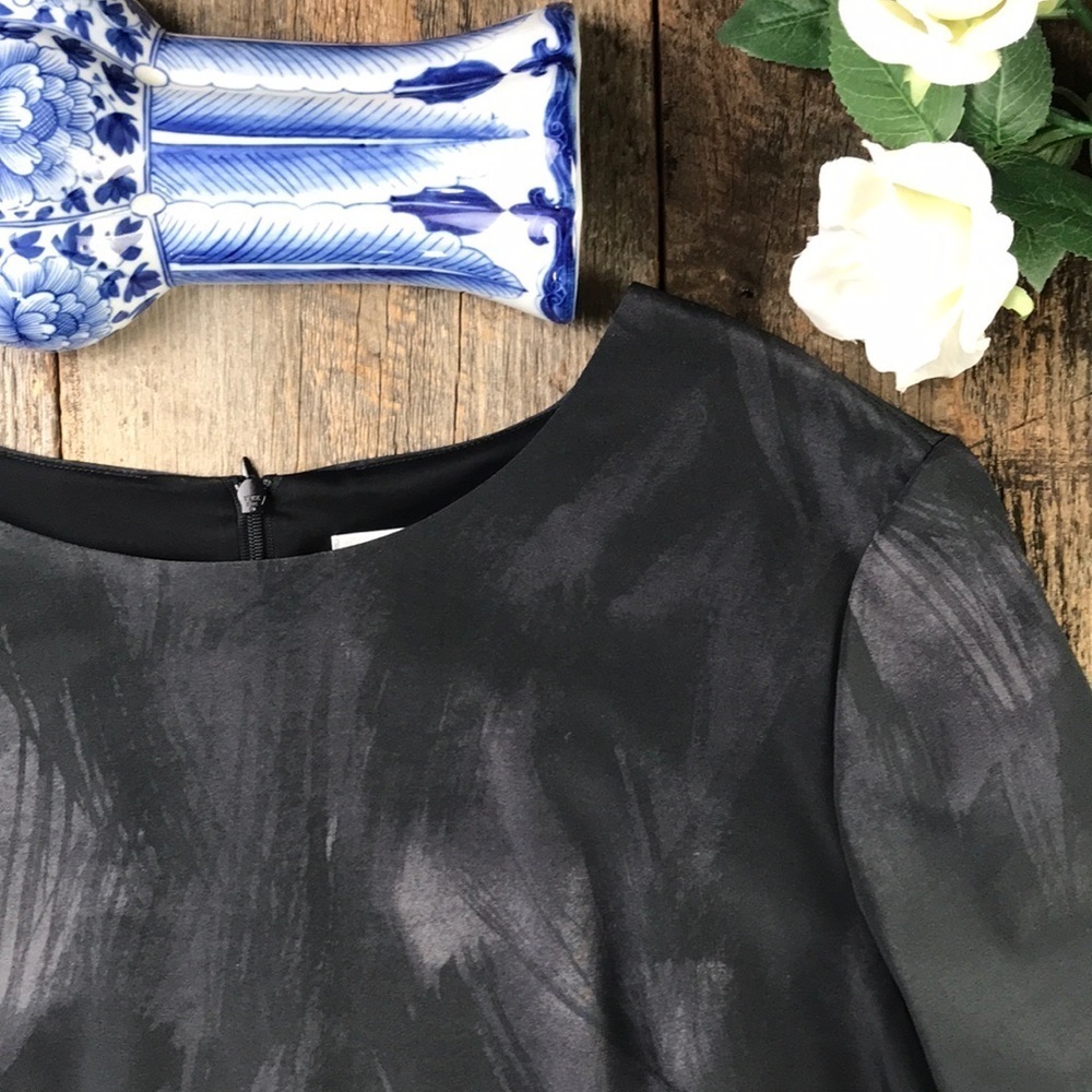 St. John Collection Floral Silk Dress Black Cream Golden Size 12 - Picture 8 of 16